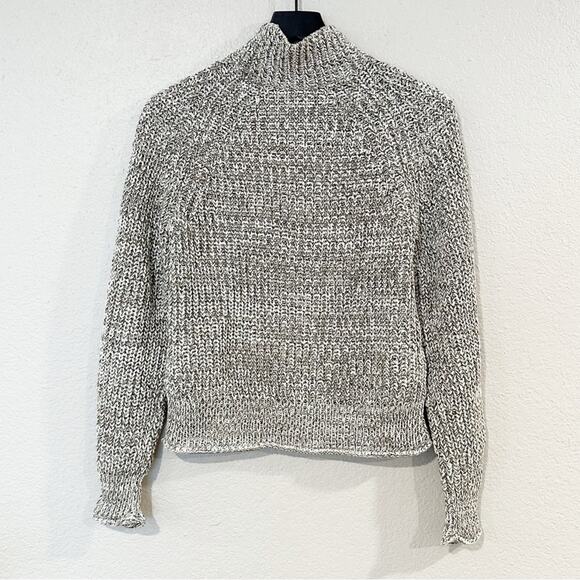 Madewell Sweater Womens Marled Cotton Rolled‎ Mockneck Green Ivory XS NEW - Picture 6 of 8